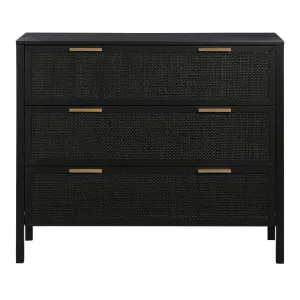 Santorini Hamptons 3 Drawer Timber/Rattan Dresser 100cm Black by OneWorld Collection, a Dressers & Chests of Drawers for sale on Style Sourcebook