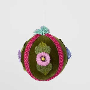 Olive Velvet Flower Bauble by Florabelle Living, a Christmas for sale on Style Sourcebook