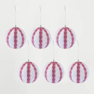Candy Stripe Bauble Pink Set of 6 by Florabelle Living, a Christmas for sale on Style Sourcebook