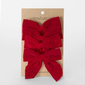 Velvet Bows w Ties Red - Set of 4 by Florabelle Living, a Christmas for sale on Style Sourcebook