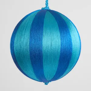 Silk Stripe Bauble Large Blue & Turquoise by Florabelle Living, a Christmas for sale on Style Sourcebook