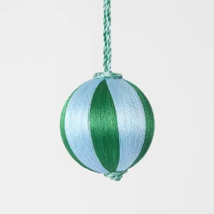 Silk Stripe Bauble Small Blue & Green by Florabelle Living, a Christmas for sale on Style Sourcebook