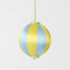Silk Stripe Bauble Small Blue & Yellow by Florabelle Living, a Christmas for sale on Style Sourcebook