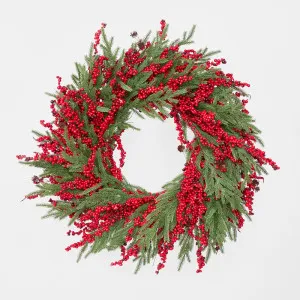 Cypress and Red Berry Wreath 65cm by Florabelle Living, a Christmas for sale on Style Sourcebook