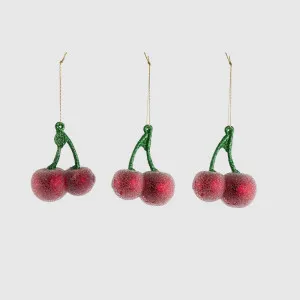Sugared Cherry Decorations - Set of 3 by Florabelle Living, a Christmas for sale on Style Sourcebook