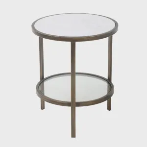 Palladium Brass Iron Marble & Glass Side Table by Florabelle Living, a Coffee Table for sale on Style Sourcebook