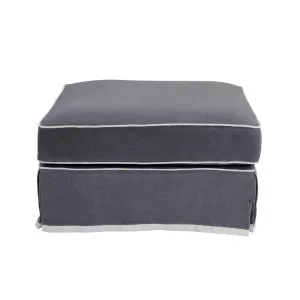 Noosa Hamptons Ottoman Grey W/White Piping by Florabelle Living, a Stools for sale on Style Sourcebook