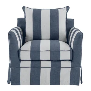 Noosa Hamptons Armchair Denim/Cream Stripe by Florabelle Living, a Chairs for sale on Style Sourcebook