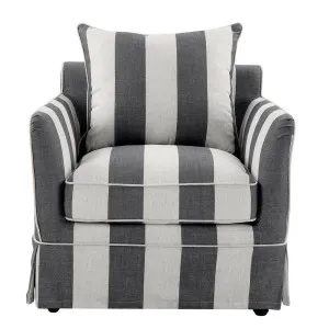 Noosa Hamptons Armchair Grey/Cream Stripe by Florabelle Living, a Chairs for sale on Style Sourcebook