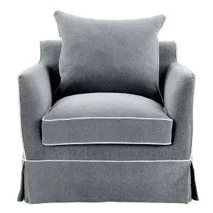 Noosa Hamptons Armchair Grey W/White Piping by Florabelle Living, a Chairs for sale on Style Sourcebook