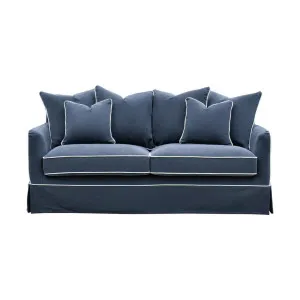 Noosa Hamptons 2.5 Seat Sofa Navy W/White Piping by Florabelle Living, a Stools for sale on Style Sourcebook