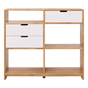 Franco Low Double Shelf Unit 128cm in Mangowood Clear / White Drawers by OZ Design, a Wall Shelves & Hooks for sale on Style Sourcebook