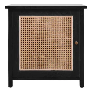 Rita Bedside Table with Door in Mindi Black / Rattan by OZ Design, a Bedside Tables for sale on Style Sourcebook
