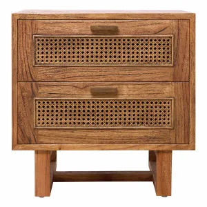 Rita Bedside Table 2 Drawer in Mindi Clear / Rattan by OZ Design, a Bedside Tables for sale on Style Sourcebook