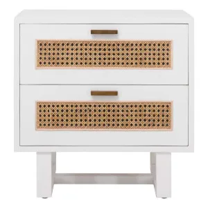Rita Bedside Table 2 Drawer in Mindi White / Rattan by OZ Design, a Bedside Tables for sale on Style Sourcebook