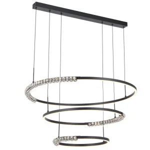 Telbix Brera 3 Tier Ring Tricolour LED Pendant with Crystals Black by Telbix, a Chandeliers for sale on Style Sourcebook