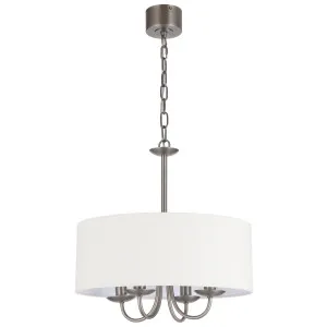 Telbix Shiron Soft Fabric Drum Shade 4 Light Pendant Nickel by Telbix, a Pendant Lighting for sale on Style Sourcebook