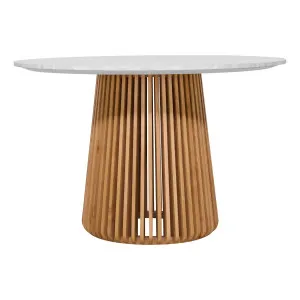 Pila Round Dining Table 120cm in American Oak / Carrara Marble by OZ Design, a Dining Tables for sale on Style Sourcebook