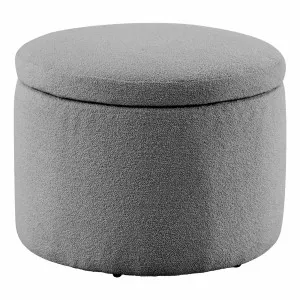 Ria Round Storage Ottoman 60cm in Het Cement by OZ Design, a Ottomans for sale on Style Sourcebook