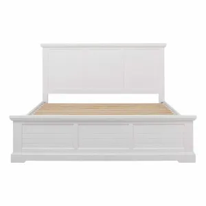 Hamptons King Bed Frame Horizontal Slat in Acacia White by OZ Design, a Beds & Bed Frames for sale on Style Sourcebook