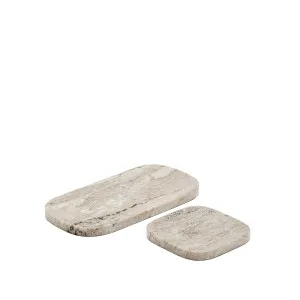 Nesa set of 2 white marble serving trays by null, a Statues & Ornaments for sale on Style Sourcebook
