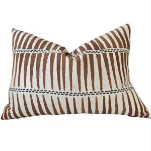 Tribal Artisan Block Printed Heavy Weight Pure French Linen Cushion 40x60cm Lumbar - Mocha Mousse | Dark Brown Dotted by null, a Cushions, Decorative Pillows for sale on Style Sourcebook