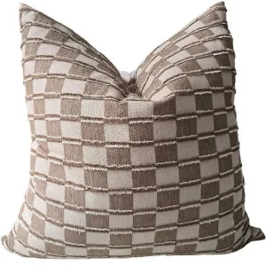 Ada Cushion 55cm Square - Brown | Latte Check by null, a Cushions, Decorative Pillows for sale on Style Sourcebook