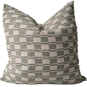 Ada Cushion 55cm Square - Oliver Green | Latte Check by null, a Cushions, Decorative Pillows for sale on Style Sourcebook