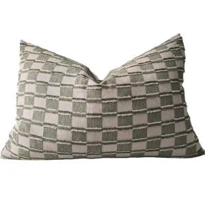 Ada Cushion 40x60cm Lumbar - Oliver Green | Latte Check by null, a Cushions, Decorative Pillows for sale on Style Sourcebook