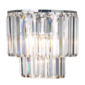 Celestial 2 Light Layered Crystal Wall Light Chrome by Lighting Inspirations, a Wall Lighting for sale on Style Sourcebook