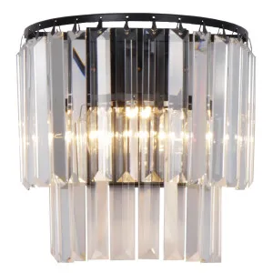 Celestial 2 Light Layered Crystal Wall Light Black by Lighting Inspirations, a Wall Lighting for sale on Style Sourcebook