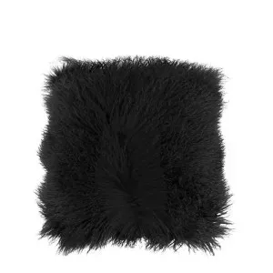 Okal Fur Lambswool Cushion Black 40cm x 40cm by null, a Cushions, Decorative Pillows for sale on Style Sourcebook