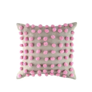 Pom Pom Linen Cushion Pink 45cm x 45cm by null, a Cushions, Decorative Pillows for sale on Style Sourcebook