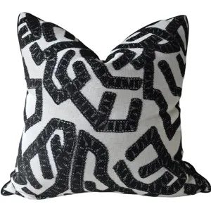 Ada Cushion 55cm Square - Interlock Black | Off White by null, a Cushions, Decorative Pillows for sale on Style Sourcebook