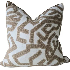 Ada Cushion 55cm Square - Interlock Brown | Off White by null, a Cushions, Decorative Pillows for sale on Style Sourcebook