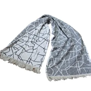 Chinoiserie Reversable Jacquard Throw Bed-End Throw 70cm x 240cm - Abstract B&W by null, a Cushions, Decorative Pillows for sale on Style Sourcebook