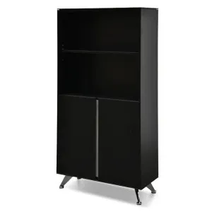 Excel 2 Door Wooden Cabinet with Bookshelf - Black by Interior Secrets - AfterPay Available by Interior Secrets, a Bookshelves for sale on Style Sourcebook