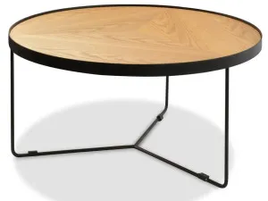 Ex Display - Luna 90x45cm Round Coffee Table - Natural Top - Black Frame by Interior Secrets - AfterPay Available by Interior Secrets, a Coffee Table for sale on Style Sourcebook