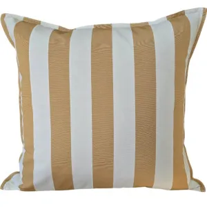 Sunlit Serenade Solution Dyed Eco-Friendly Outdoor Cushion 55cm Square - Mustard Yellow & White Striped by null, a Cushions, Decorative Pillows for sale on Style Sourcebook