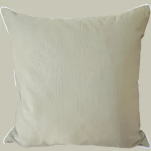 Sunlit Serenade Solution Dyed Eco-Friendly Outdoor Cushion 55cm Square - Khaki | White Border by null, a Cushions, Decorative Pillows for sale on Style Sourcebook