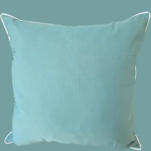 Sunlit Serenade Solution Dyed Eco-Friendly Outdoor Cushion 55cm Square - Aqua | White Border by null, a Cushions, Decorative Pillows for sale on Style Sourcebook