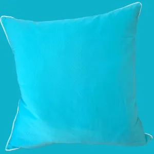 Sunlit Serenade Solution Dyed Eco-Friendly Outdoor Cushion 55cm Square - Bright Aqua | White Border by null, a Cushions, Decorative Pillows for sale on Style Sourcebook