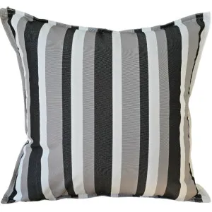 Sunlit Serenade Solution Dyed Eco-Friendly Outdoor Cushion 55cm Square - Black | Grey| White Striped by null, a Cushions, Decorative Pillows for sale on Style Sourcebook