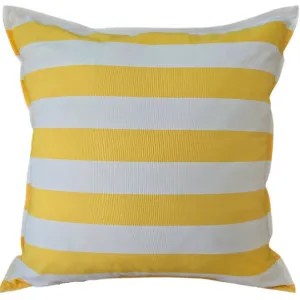 Sunlit Serenade Solution Dyed Eco-Friendly Outdoor Cushion 55cm Square - Bright Yellow & White Striped by null, a Cushions, Decorative Pillows for sale on Style Sourcebook