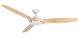 Martec Newport 56" DC Smart Ceiling Fan with LED Light & WiFi Remote White and Oak by Martec, a Ceiling Fans for sale on Style Sourcebook