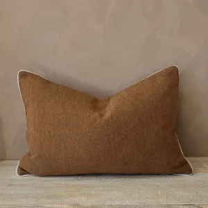 Hailey Linen Chenille Cushion 40x60cm Lumbar - Terracotta with Natural Piping by null, a Cushions, Decorative Pillows for sale on Style Sourcebook