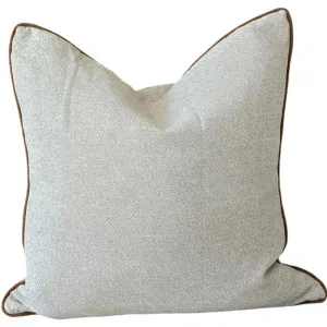 Hailey Linen Chenille Cushion 55cm Square - Natural with Terracotta Piping by null, a Cushions, Decorative Pillows for sale on Style Sourcebook