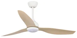 Claro Whisper 48" DC Ceiling Fan with LED Light & Remote White and Oak by Claro, a Ceiling Fans for sale on Style Sourcebook