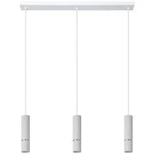 Eglo Caminia Minimalist 3 Light Pendant with Fluted Shade White by Eglo, a Pendant Lighting for sale on Style Sourcebook