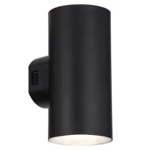 Telbix Stina Minimalist Cylinder Up/Down LED Exterior Wall Light Black by Telbix, a Outdoor Lighting for sale on Style Sourcebook
